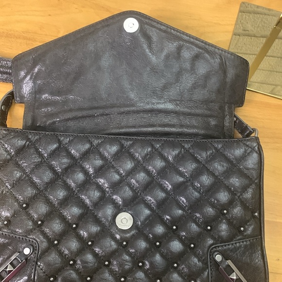 Rebecca Minkoff Brown Leather Quilted Studded Crossbody Messenger Bag VGUC - Picture 11 of 17